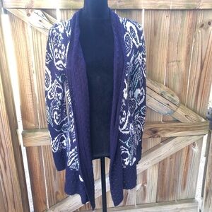 Miami Blue Paisley Open Front Sweater Cardigan Duster